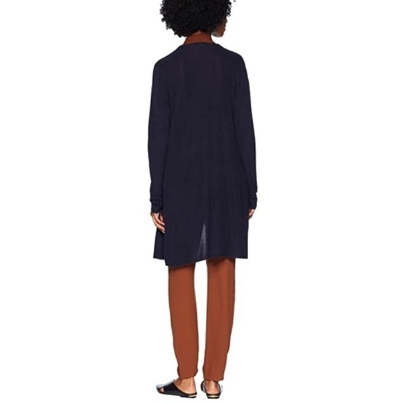 Eileen Fisher Contrast-Trim Side-Slit Open Front Long Cardigan XL - Picture 3 of 8